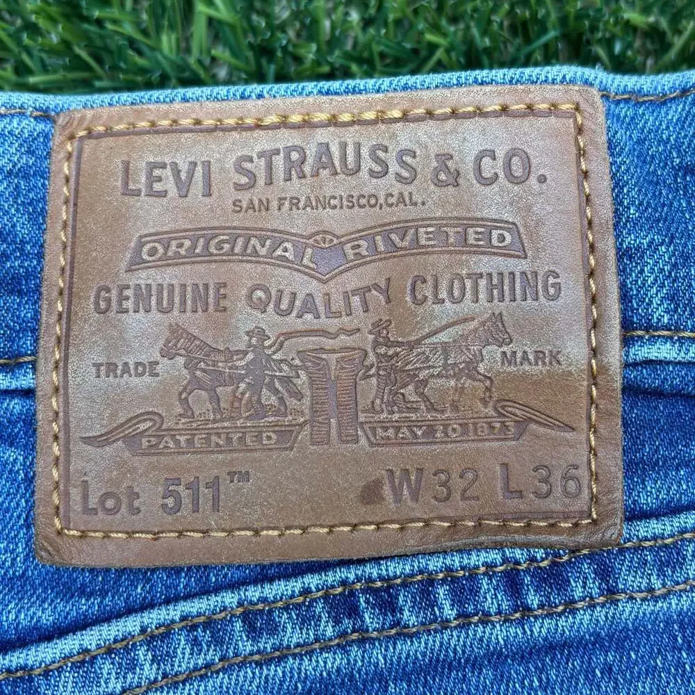 Big E Levi's Premium 511 Slim Fit Slight Flare Jeans in Blue Denim Size 32x30